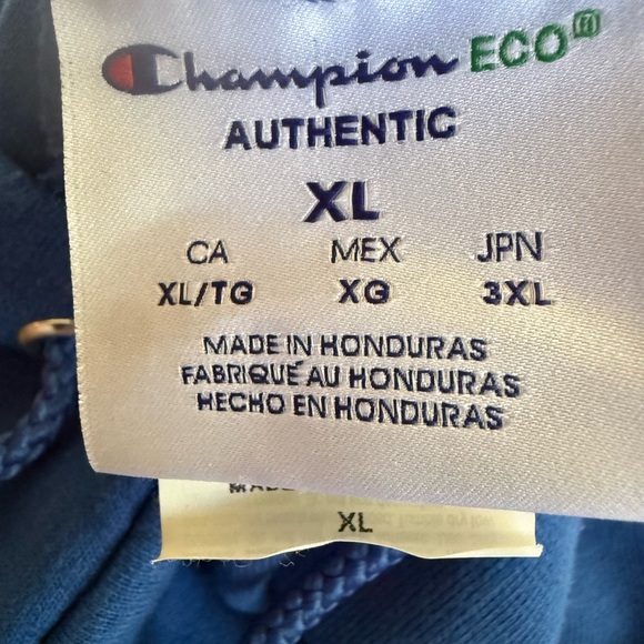 Champion Royal Blue Hoodie with Yellow arches Logo Unisex Size XL EUC - Picture 5 of 8